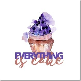 Everything is Cake, Purple and Beige Posters and Art